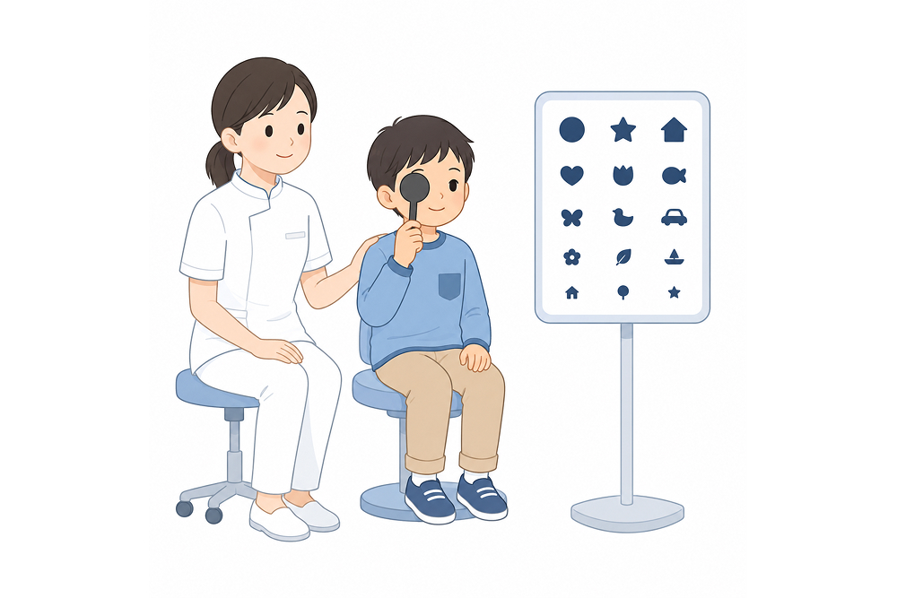 視力検査を受けるお子様