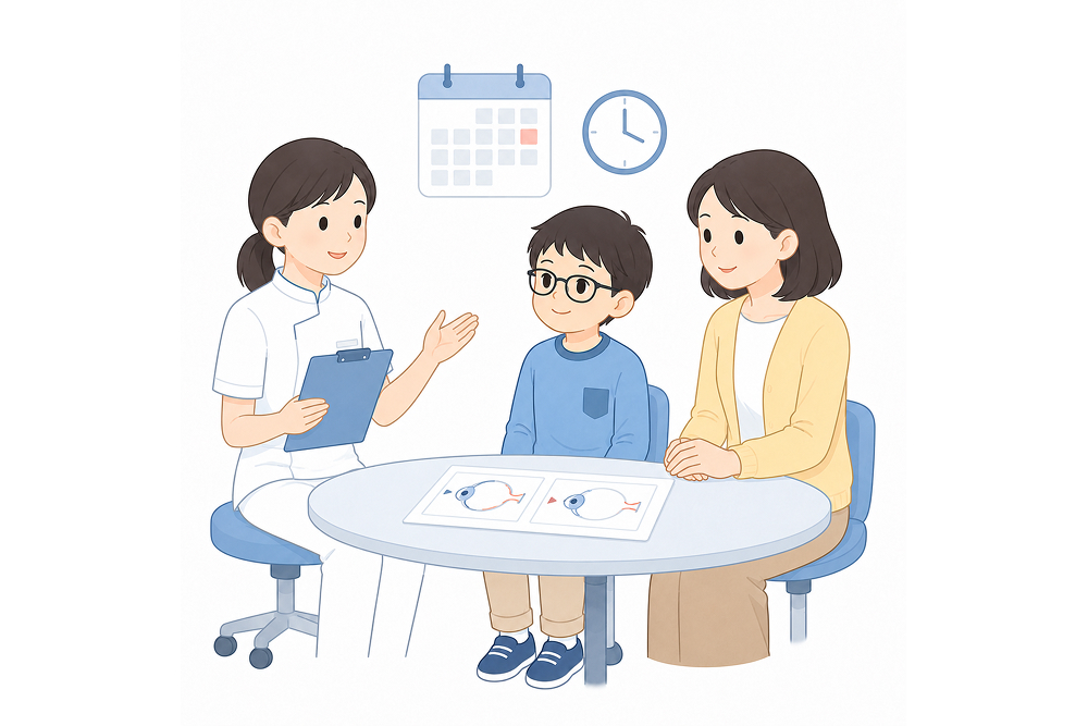定期的な経過観察について相談する様子